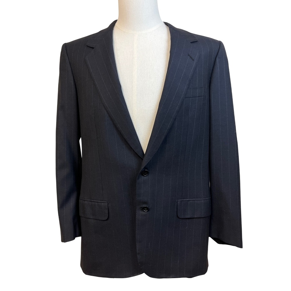 BRIONI Blazer Sport Coat 40L Blue Pinstripe Wool Italy Luxury Professional